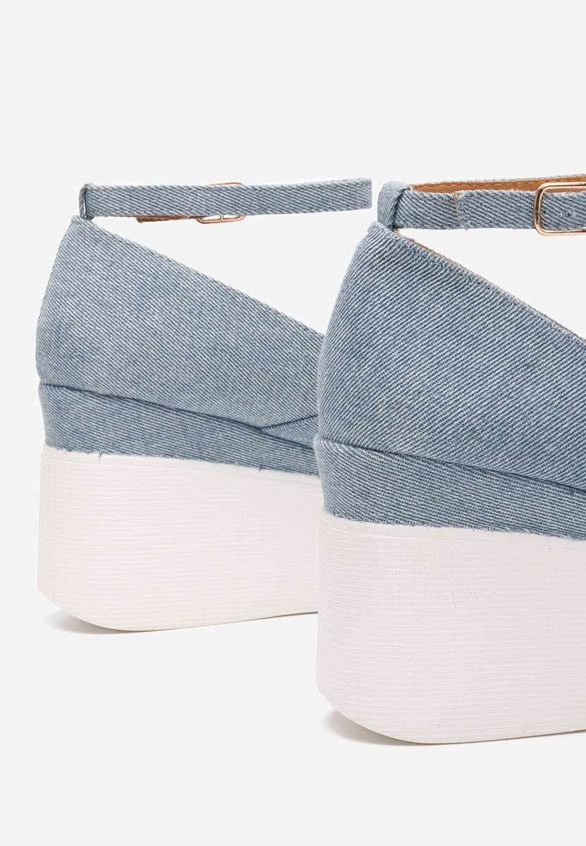 Modré lodičky na platformě Leanora