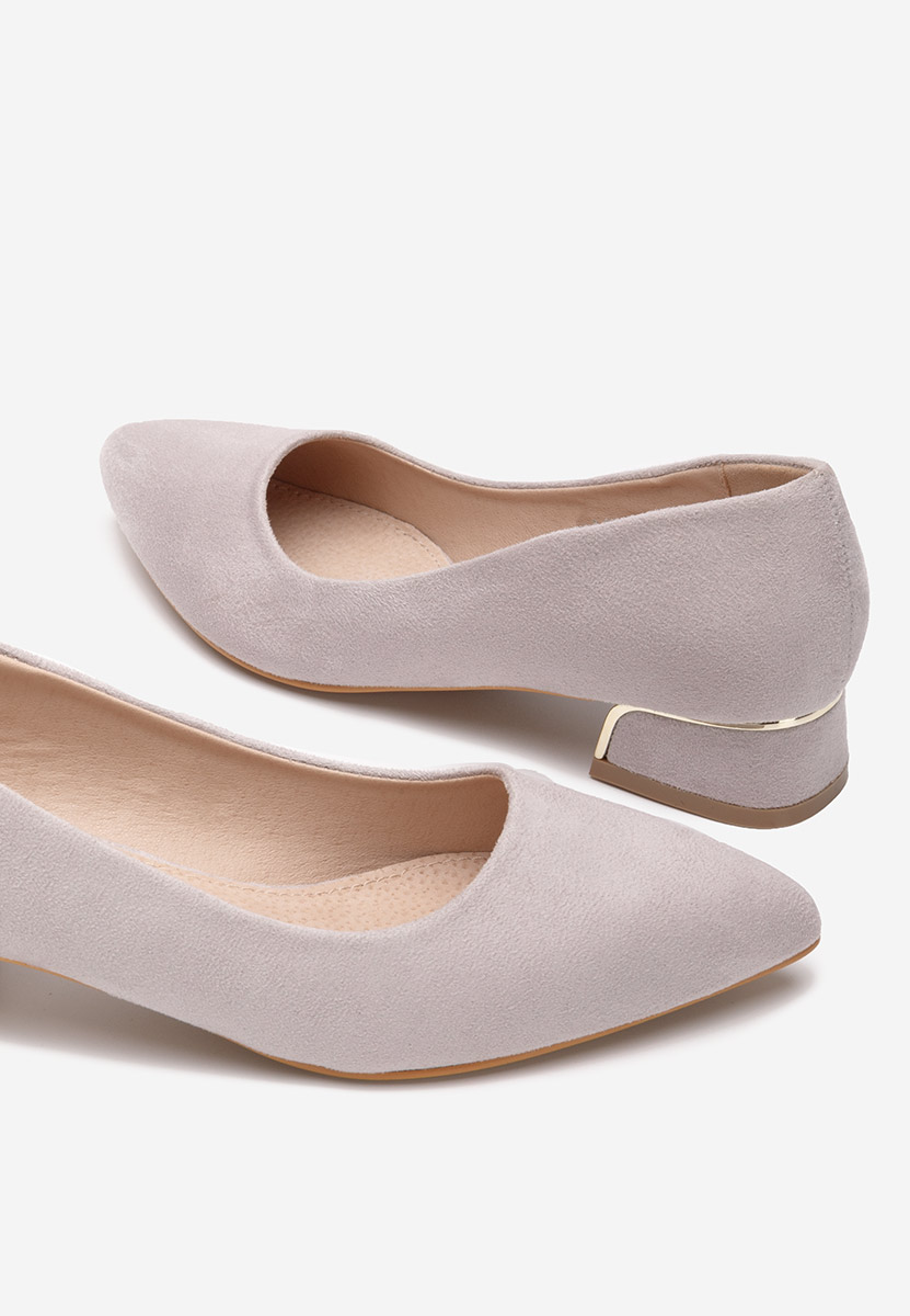 Šedé lodičky na nízkém podpatku Lexie