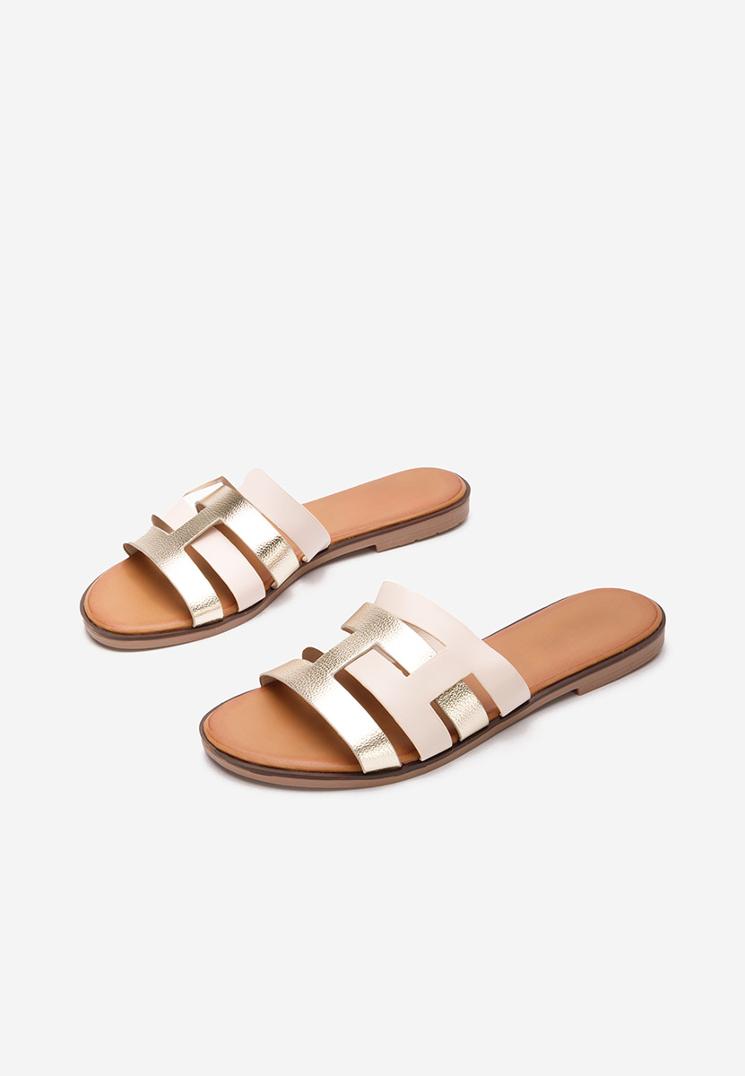 Béžové dámské pantofle bez podpatku Cicada