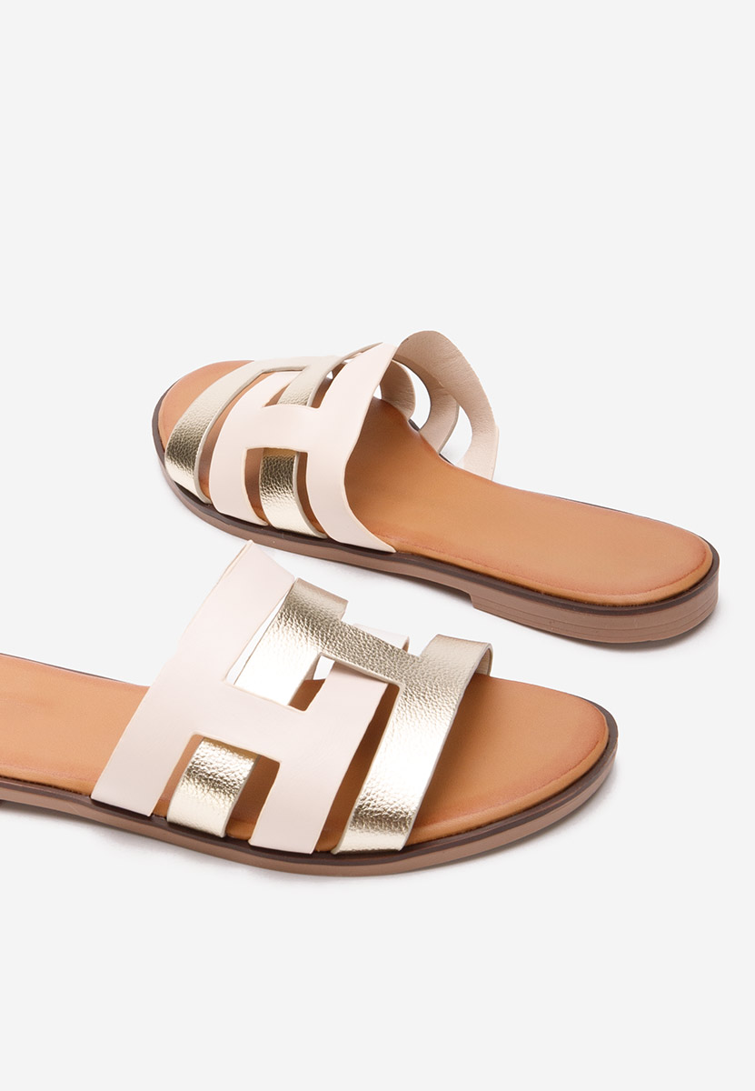 Béžové dámské pantofle bez podpatku Cicada