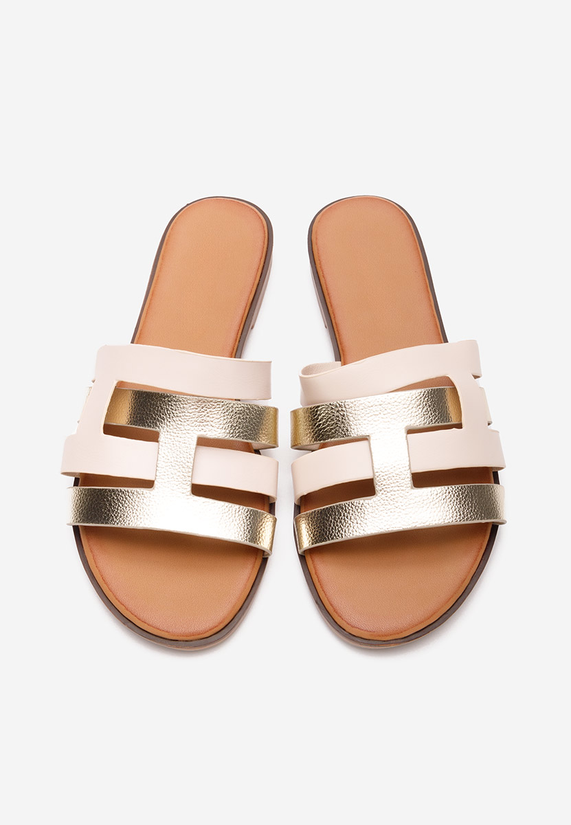 Béžové dámské pantofle bez podpatku Cicada