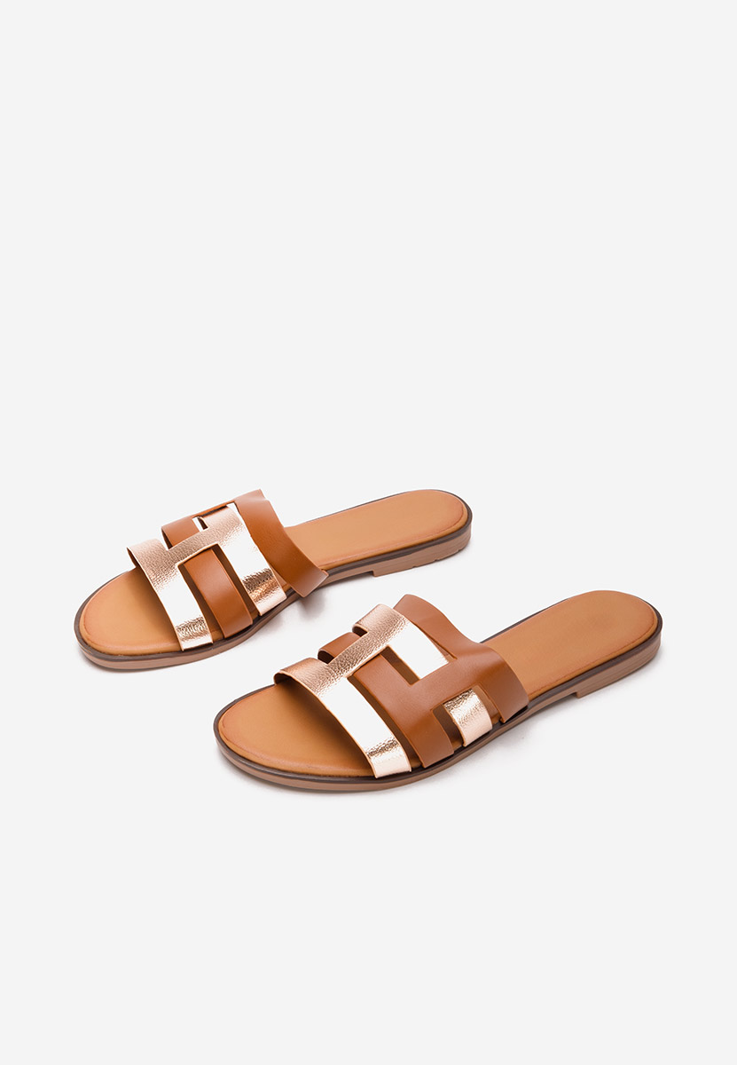 Hnedé dámské pantofle bez podpatku Cicada