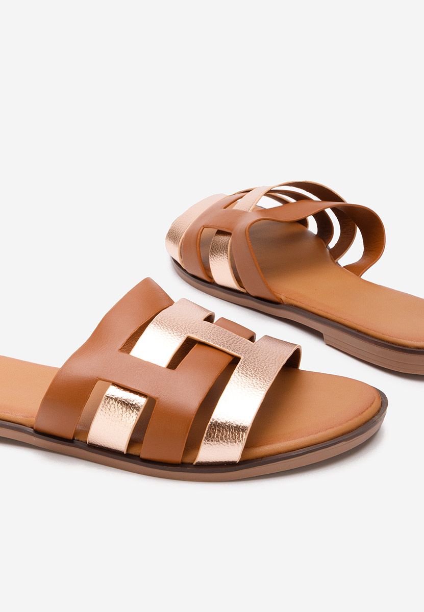 Hnedé dámské pantofle bez podpatku Cicada