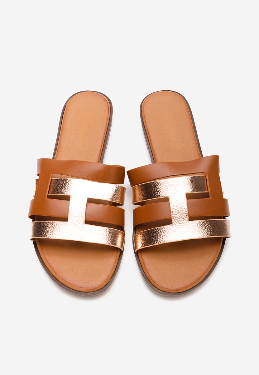 Hnedé dámské pantofle bez podpatku Cicada