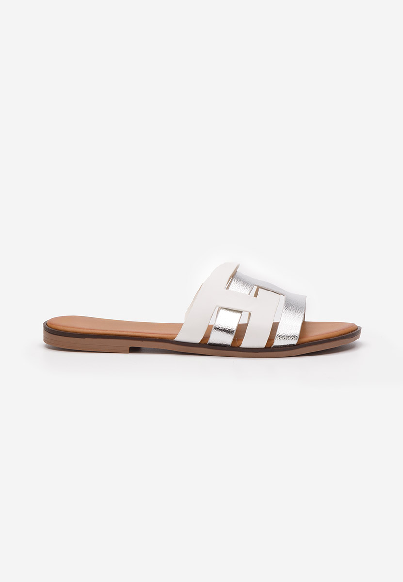 Bílé dámské pantofle bez podpatku Cicada