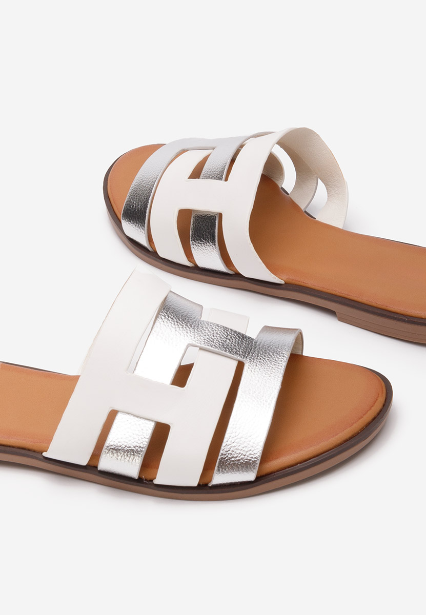 Bílé dámské pantofle bez podpatku Cicada