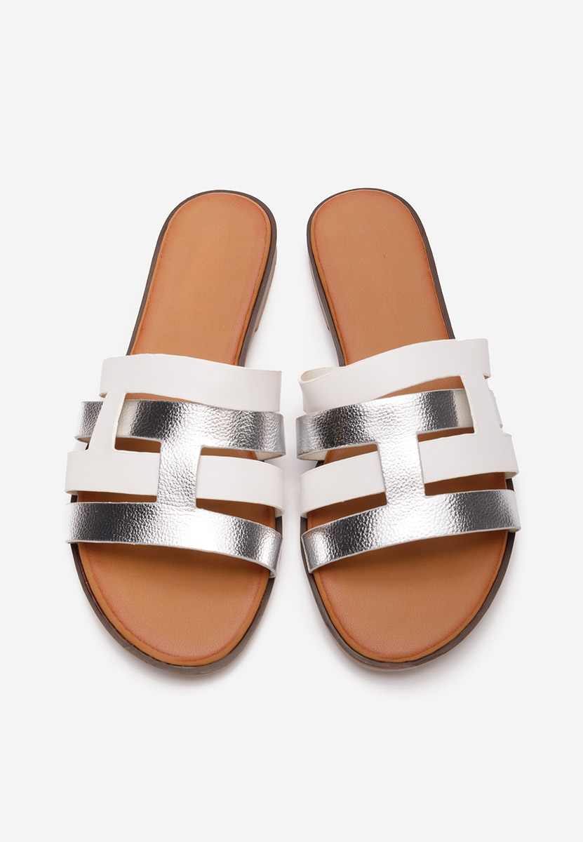 Bílé dámské pantofle bez podpatku Cicada