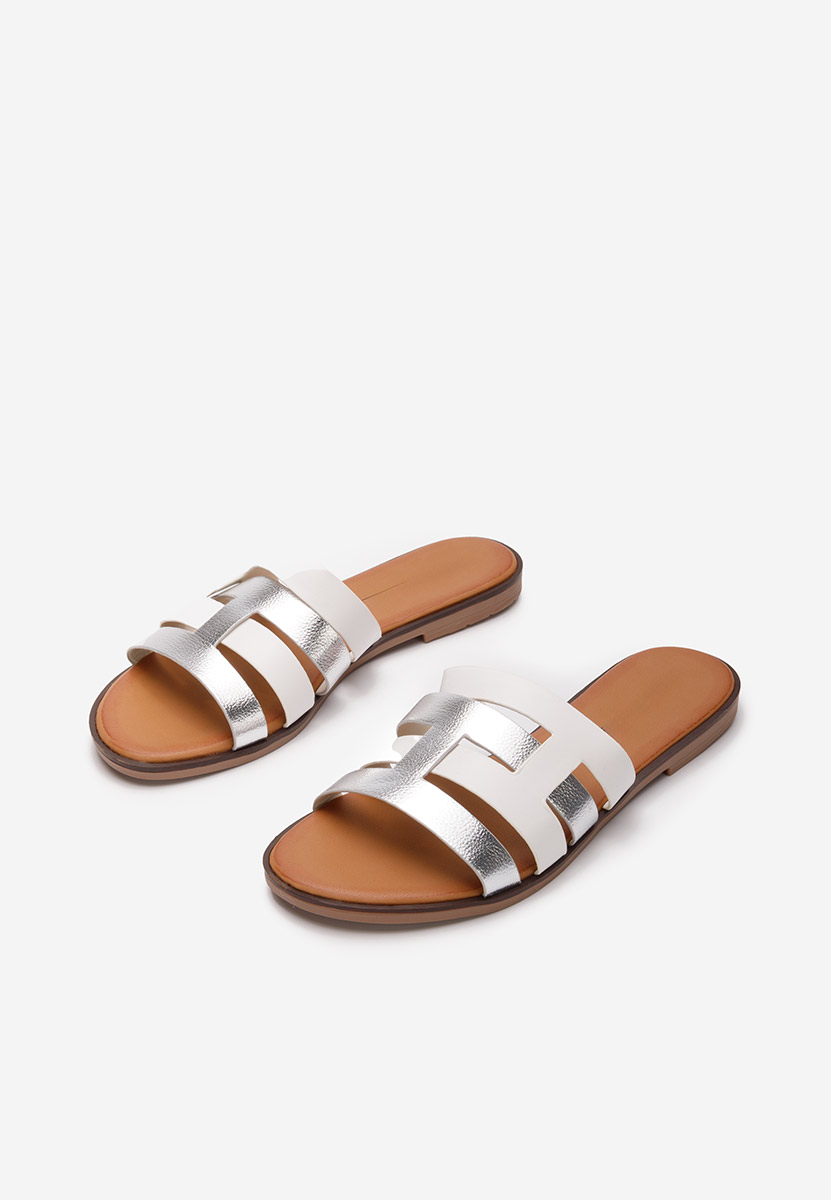 Bílé dámské pantofle bez podpatku Cicada