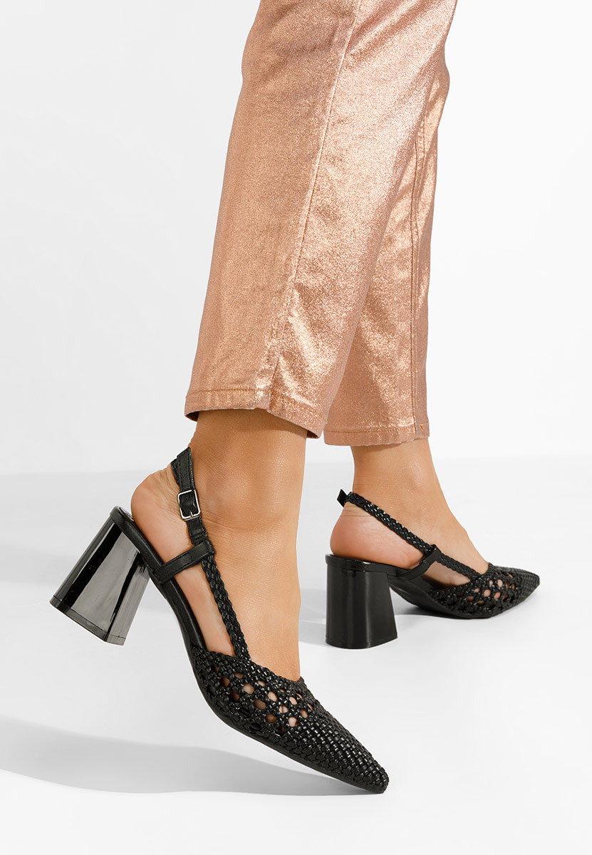 Černé lodičky s otevřenou pätou Letira