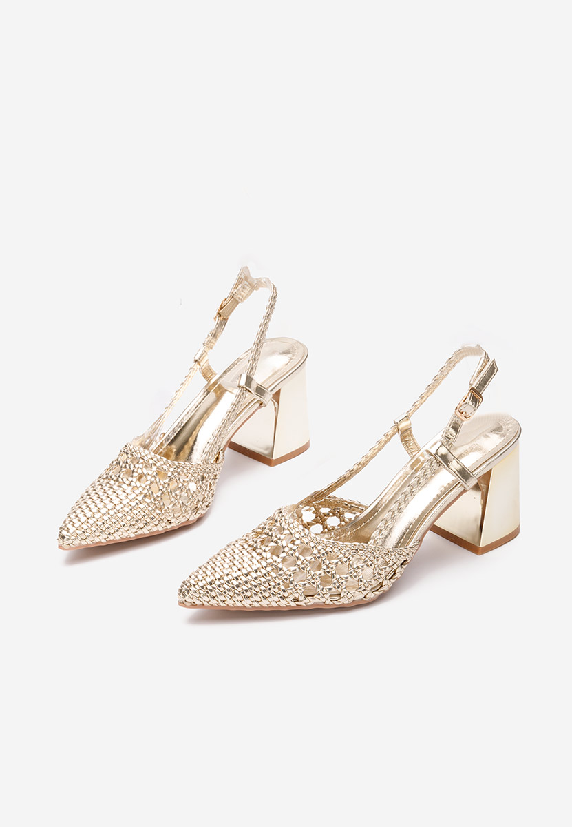 Zlaté lodičky s otevřenou pätou Letira