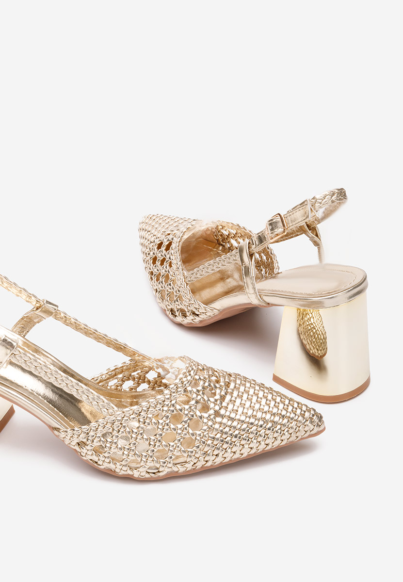 Zlaté lodičky s otevřenou pätou Letira