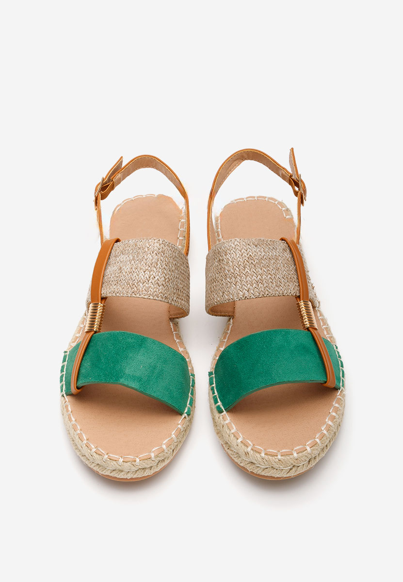 Zelené sandály espadrilky Emillya