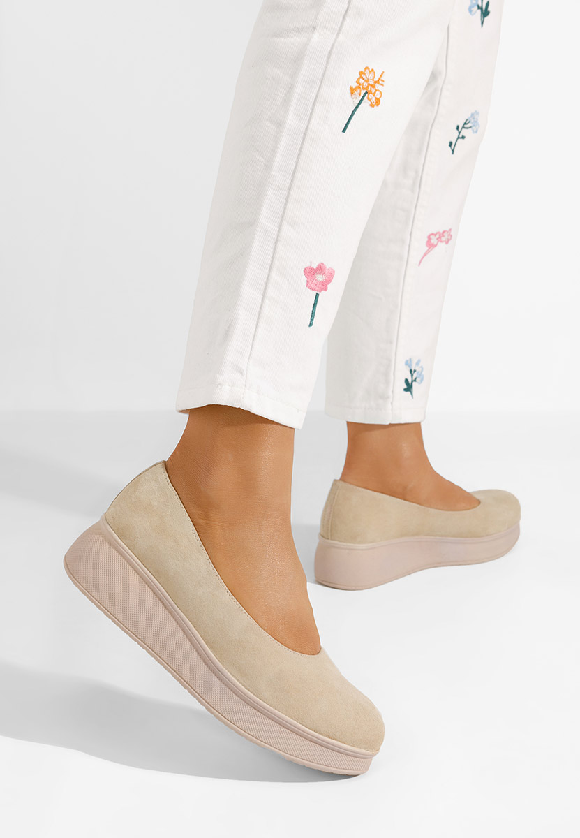 Béžové lodičky na platformě Cantoria V2