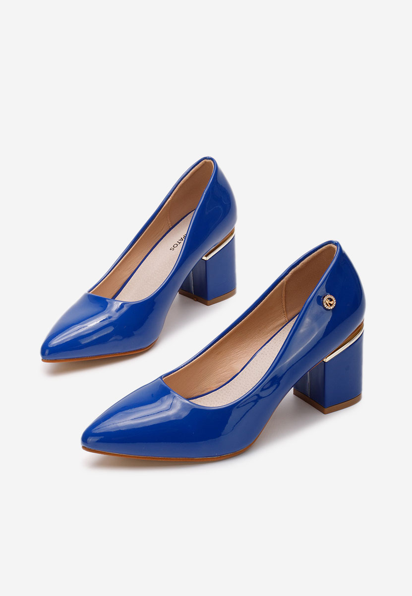 Modré lodičky na hrubém podpatku Nelia V3
