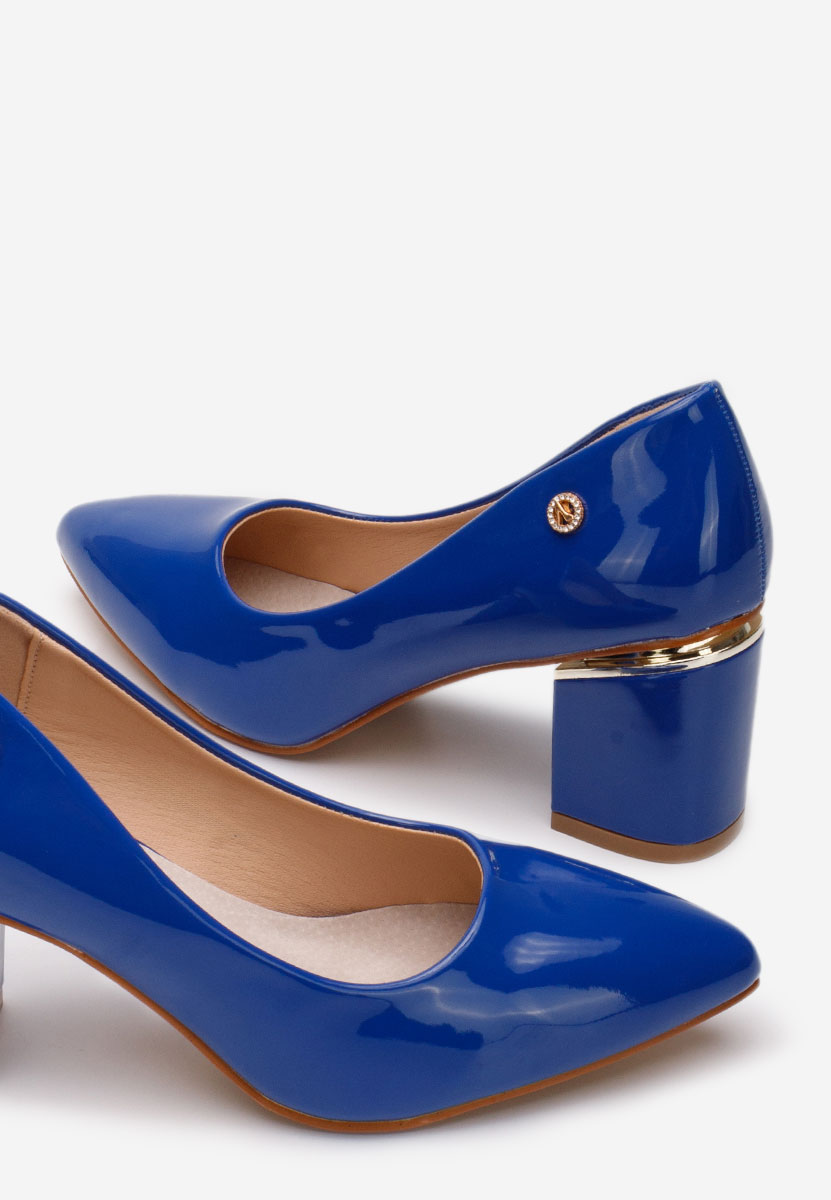 Modré lodičky na hrubém podpatku Nelia V3