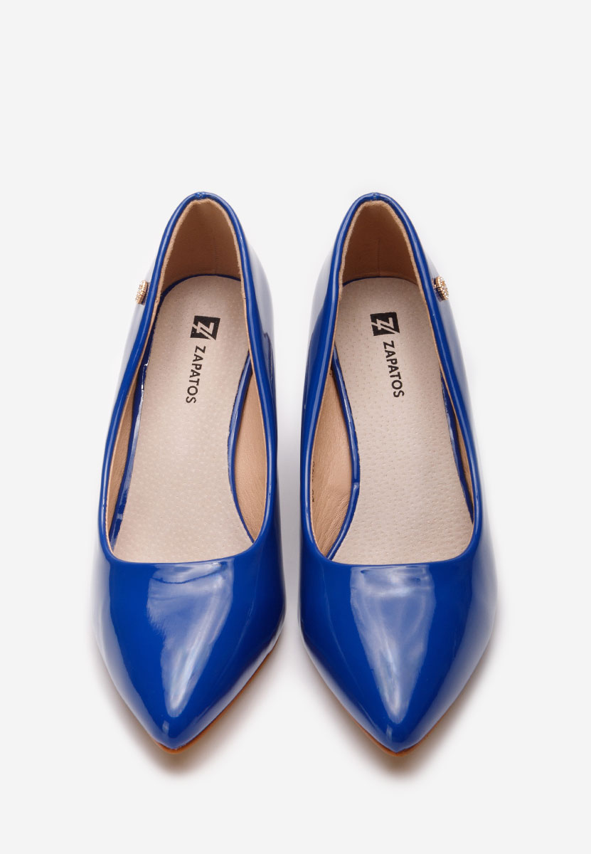 Modré lodičky na hrubém podpatku Nelia V3