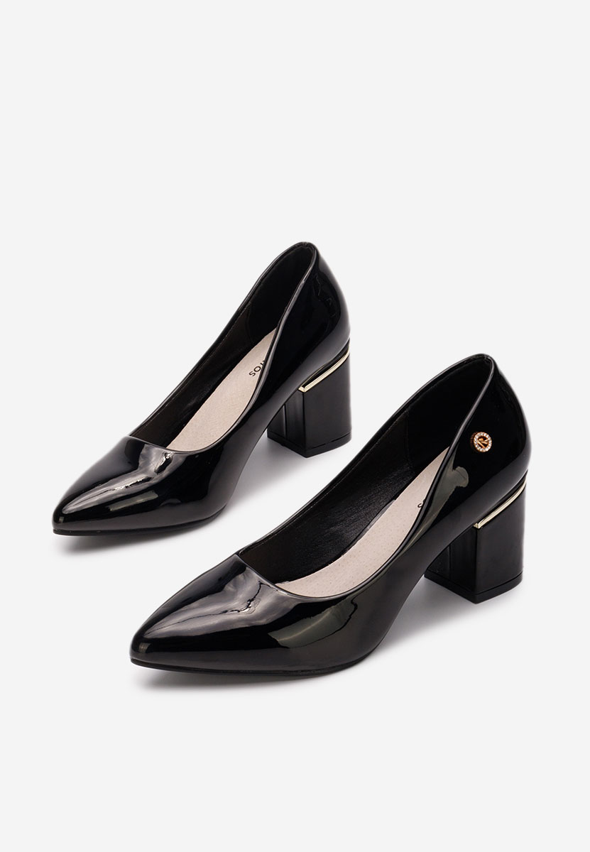 Černé lodičky na hrubém podpatku Nelia V3