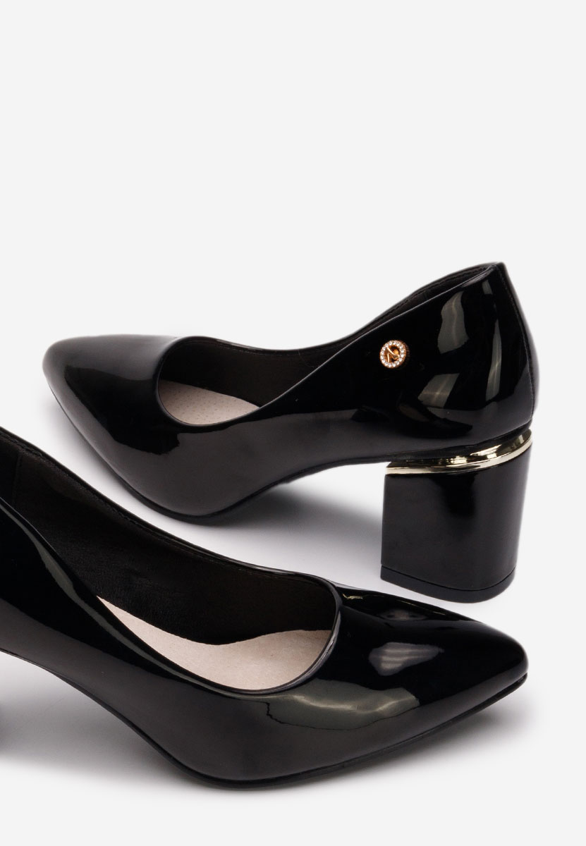 Černé lodičky na hrubém podpatku Nelia V3