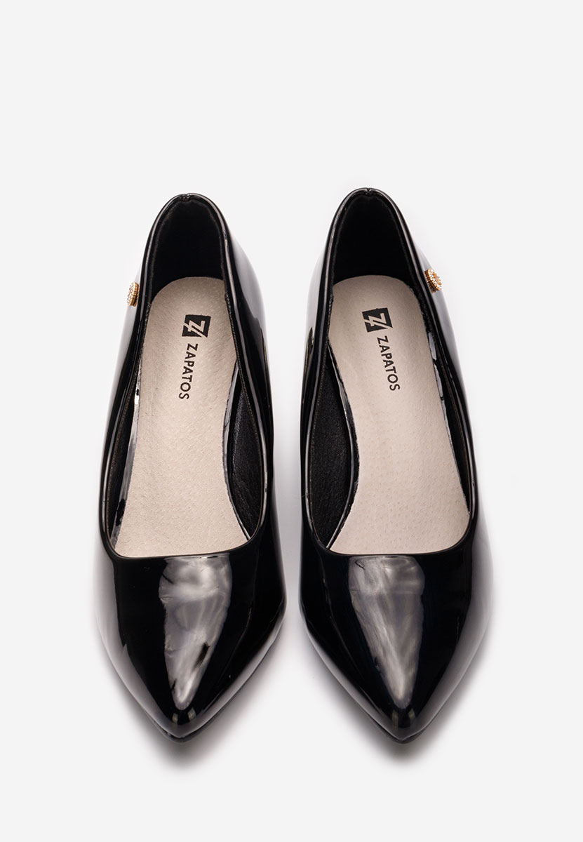 Černé lodičky na hrubém podpatku Nelia V3