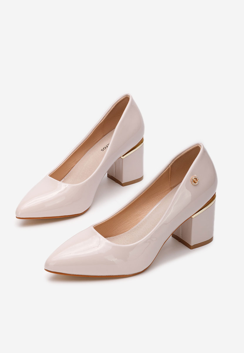 Béžové lodičky na hrubém podpatku Nelia V3