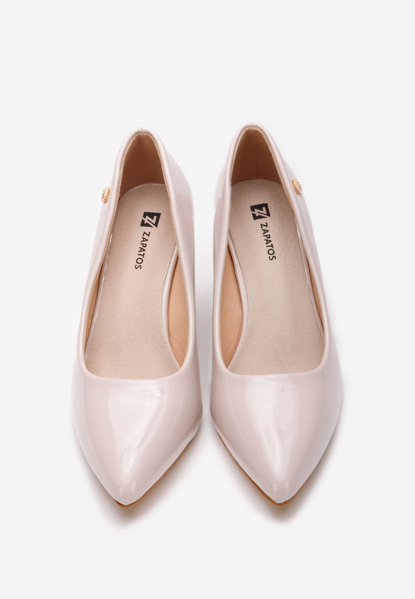 Béžové lodičky na hrubém podpatku Nelia V3