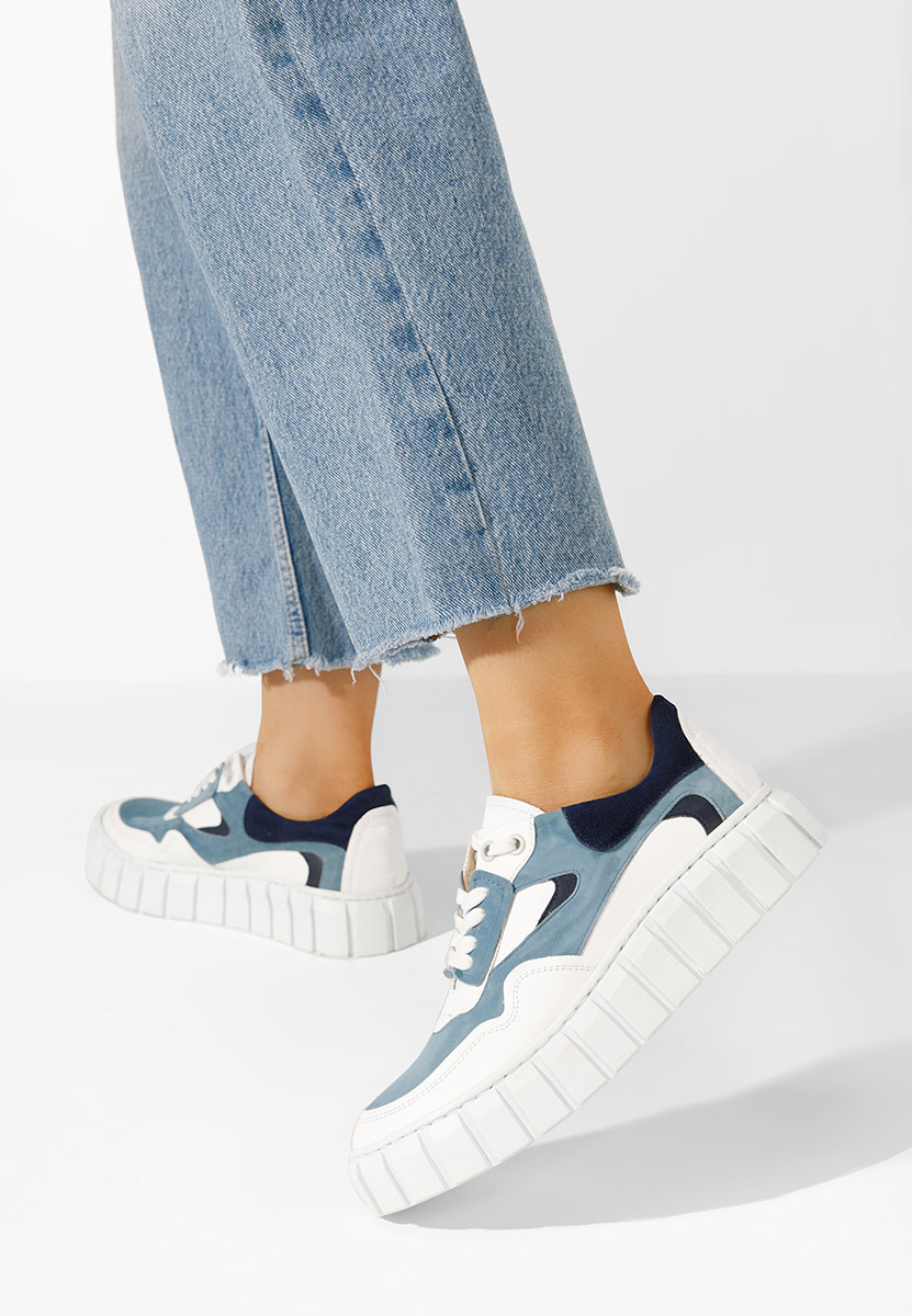 Svetlě modré kožené dámské sneakersy Caera