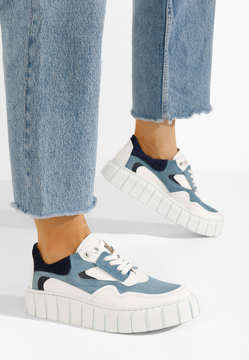 Svetlě modré kožené dámské sneakersy Caera