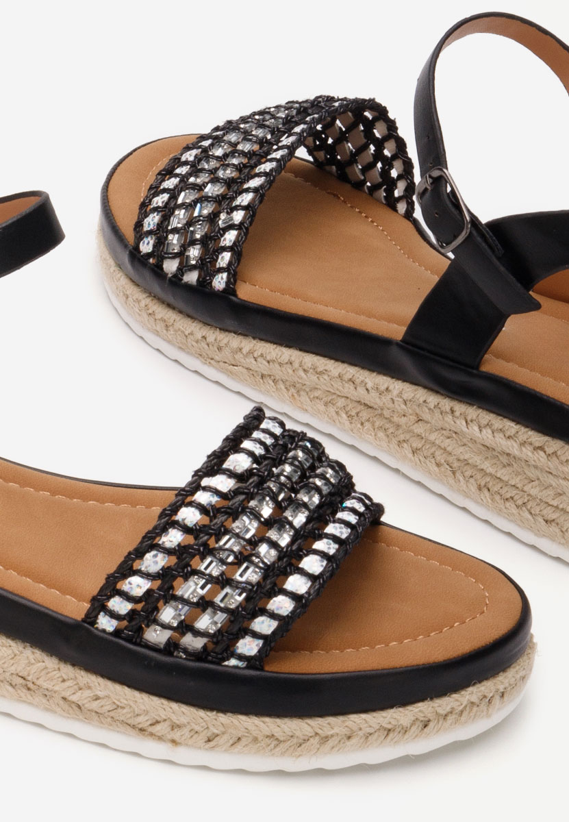 Černé sandály espadrilky Ergela