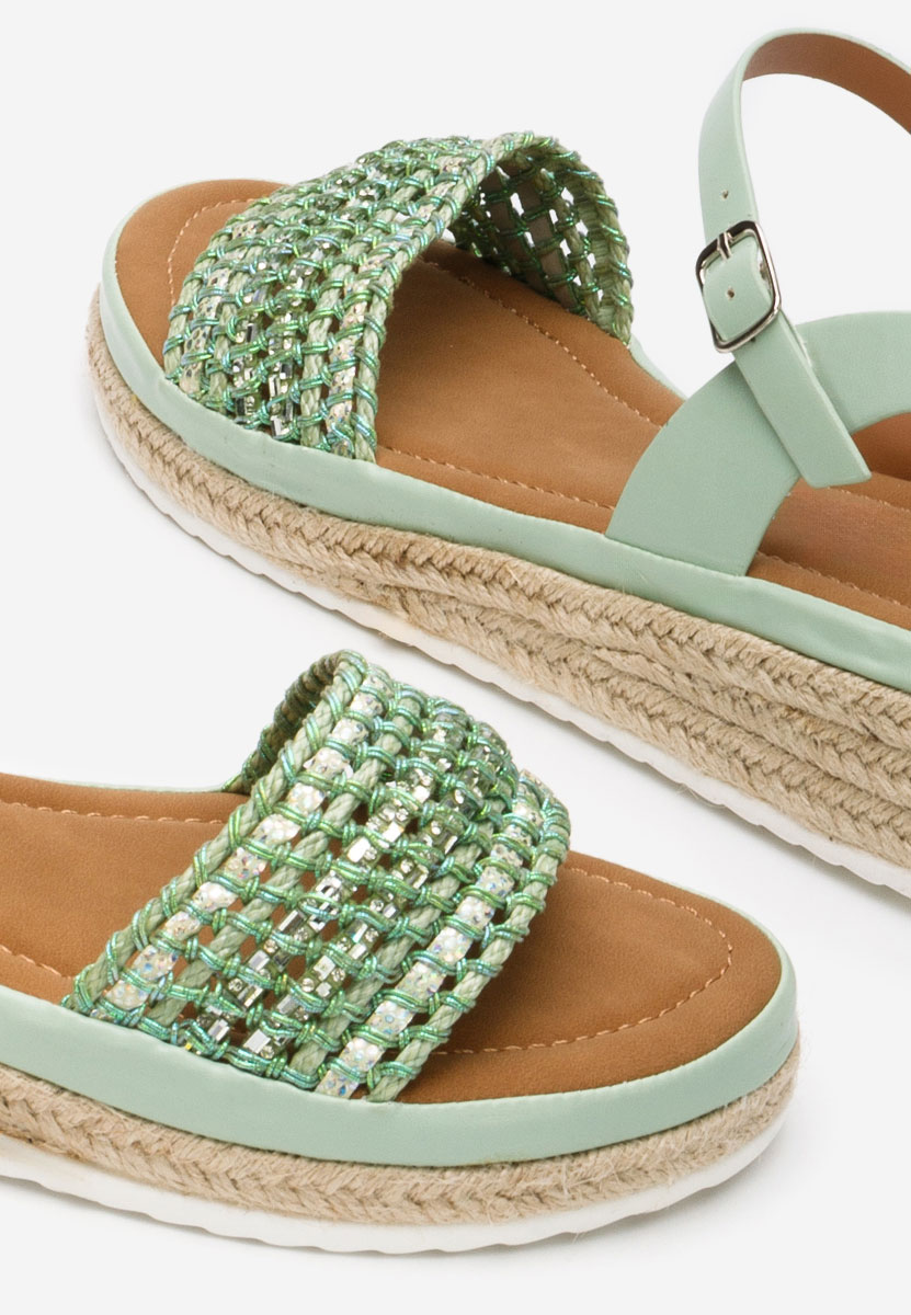 Zelené sandály espadrilky Ergela