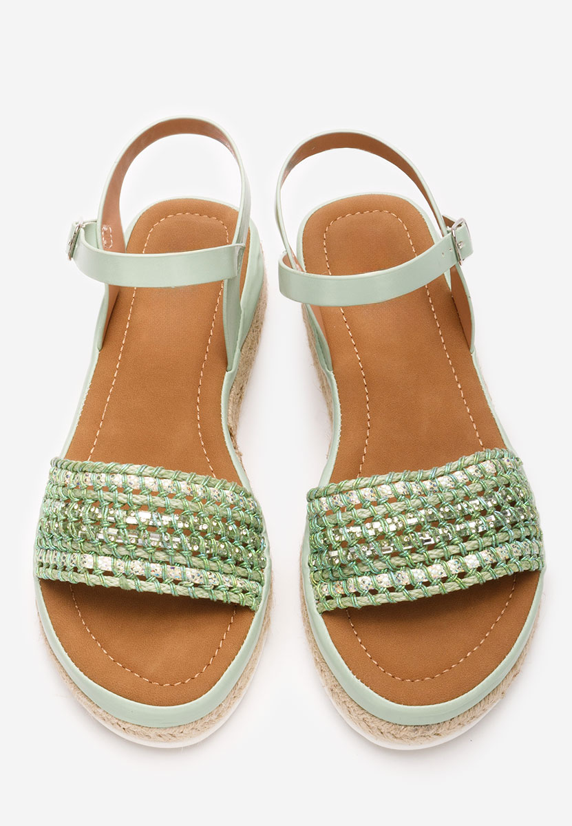 Zelené sandály espadrilky Ergela