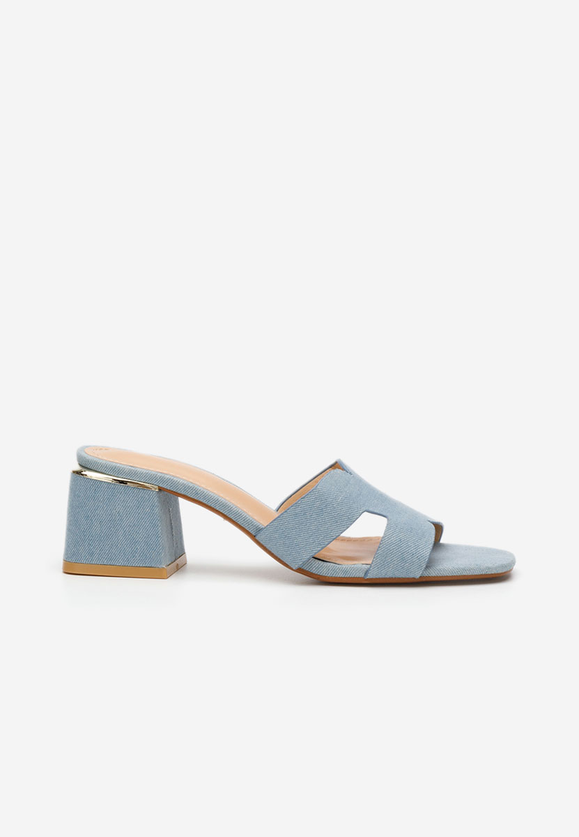 Denim pantofle na podpatku Velmia
