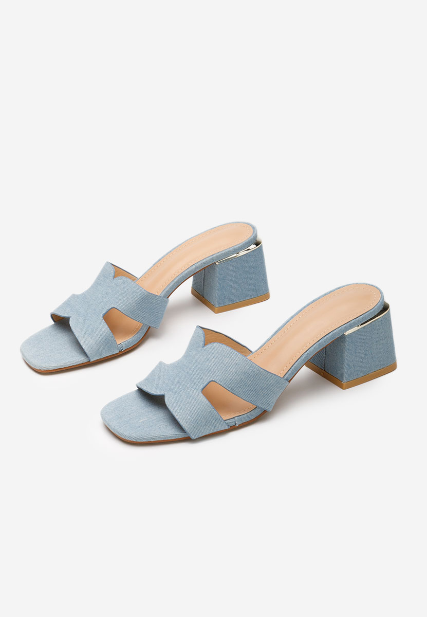 Denim pantofle na podpatku Velmia