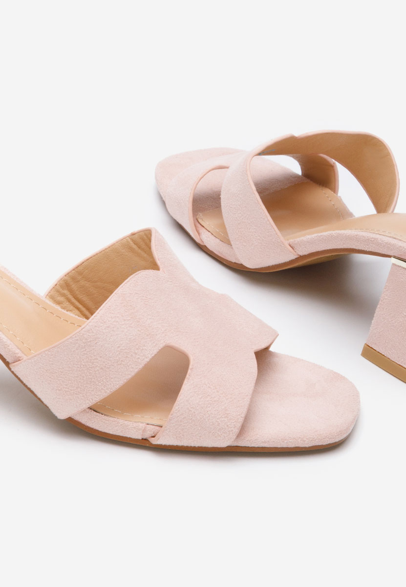 Ružové pantofle na podpatku Velmia