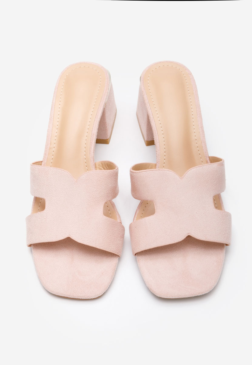 Ružové pantofle na podpatku Velmia
