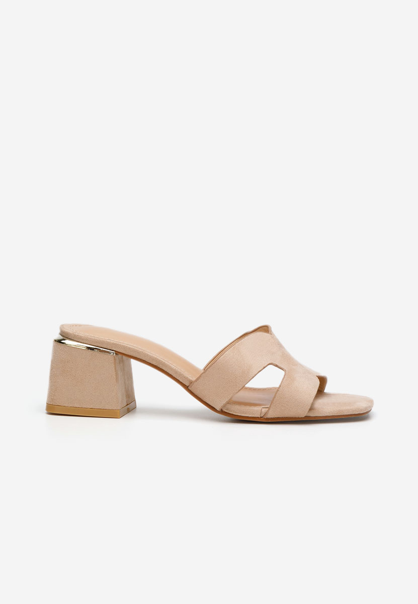 Béžové pantofle na podpatku Velmia