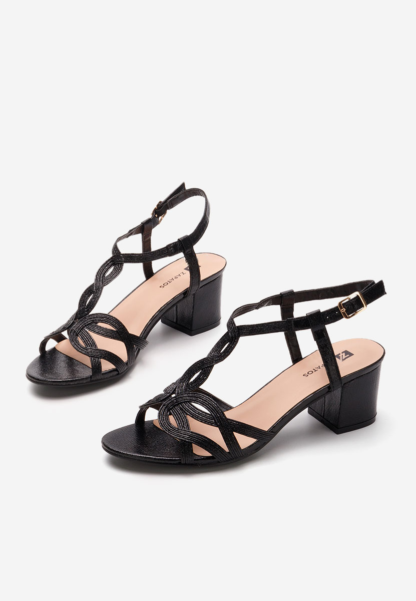Černé sandály na podpatku Siltia