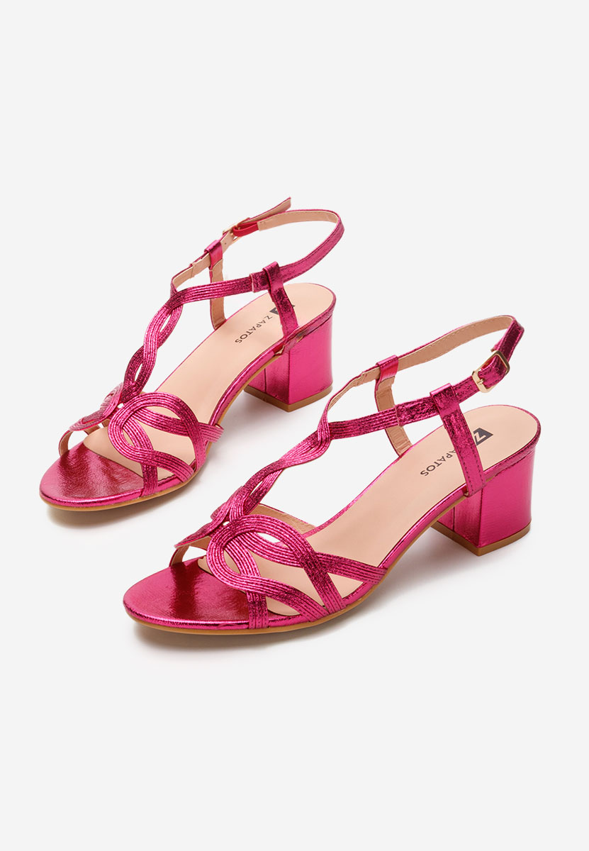 Fuchsiové sandály na podpatku Siltia