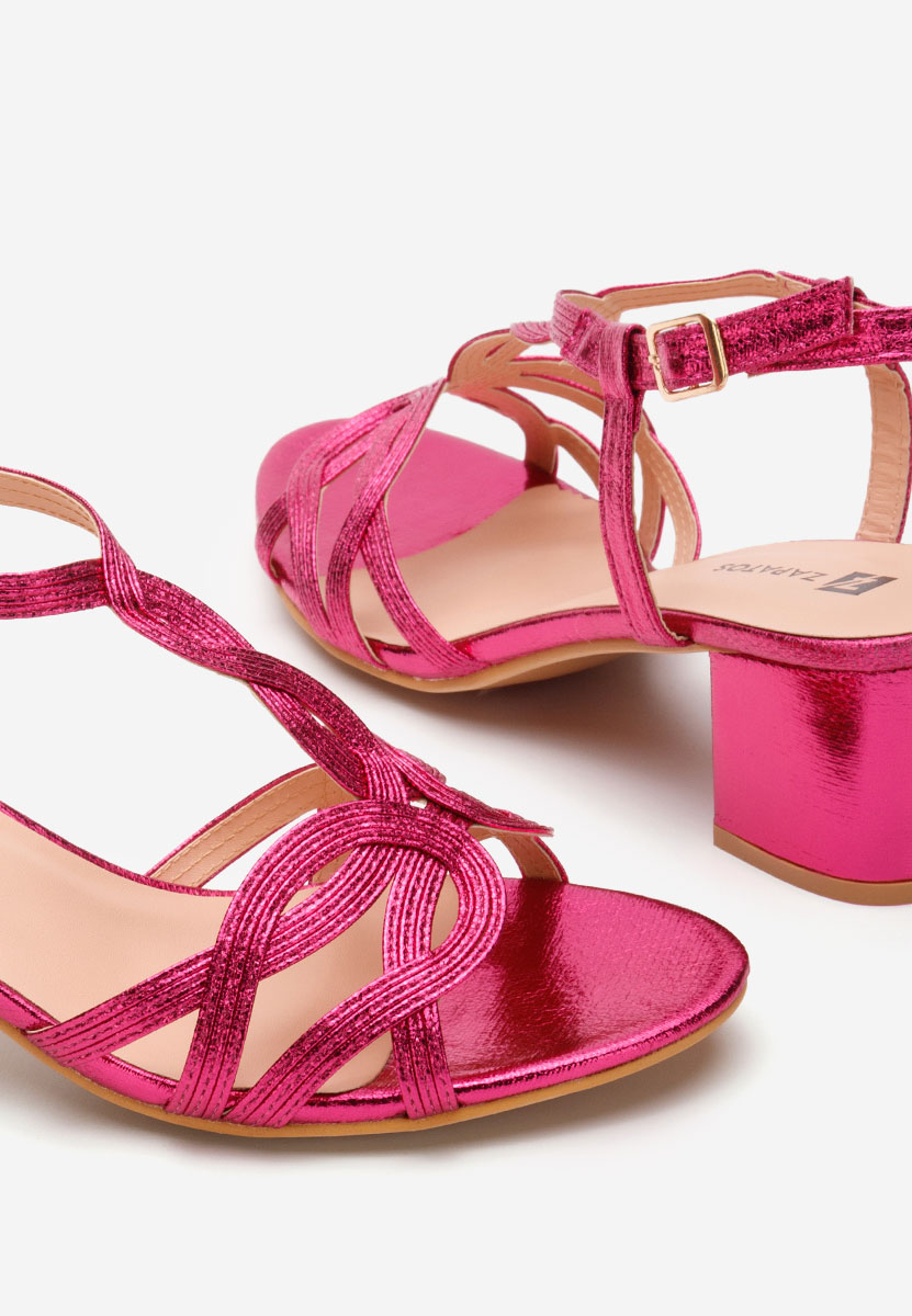 Fuchsiové sandály na podpatku Siltia