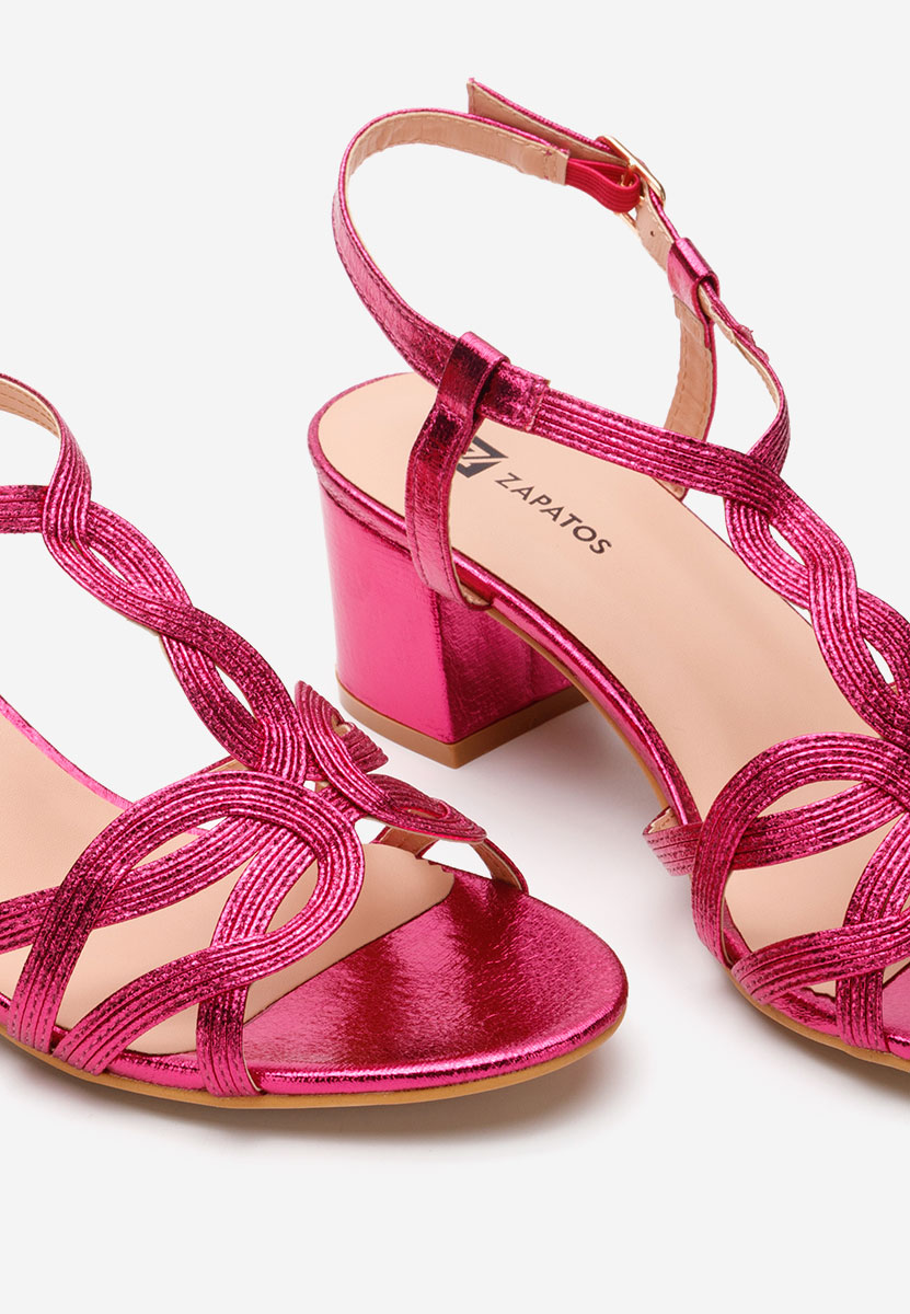 Fuchsiové sandály na podpatku Siltia