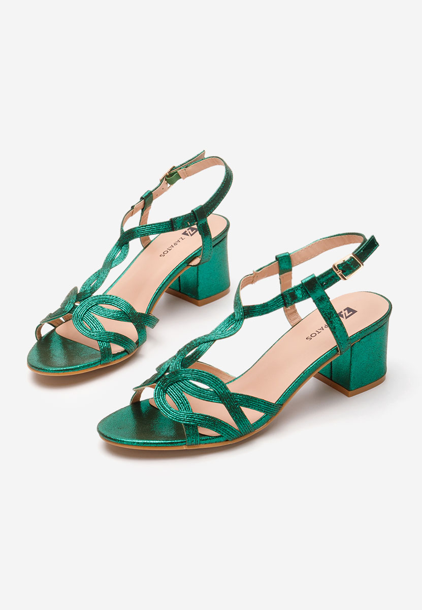 Zelené sandály na podpatku Siltia