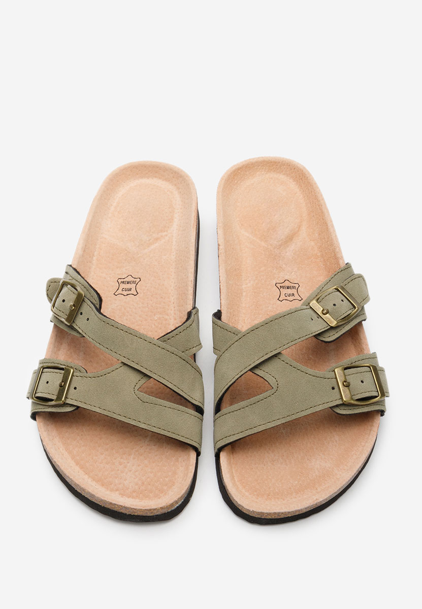 Khaki pantofle dámské Viriana
