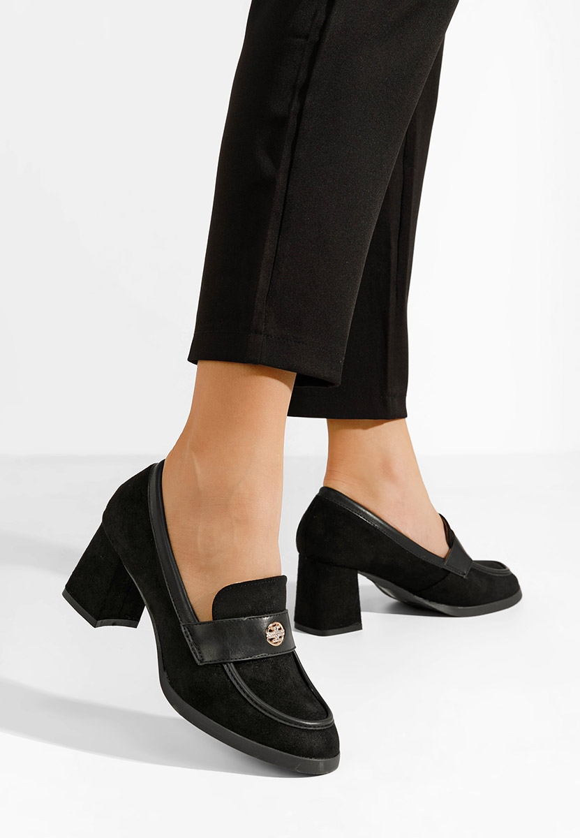 Černé mokasíny na podpatku Jonsia V2