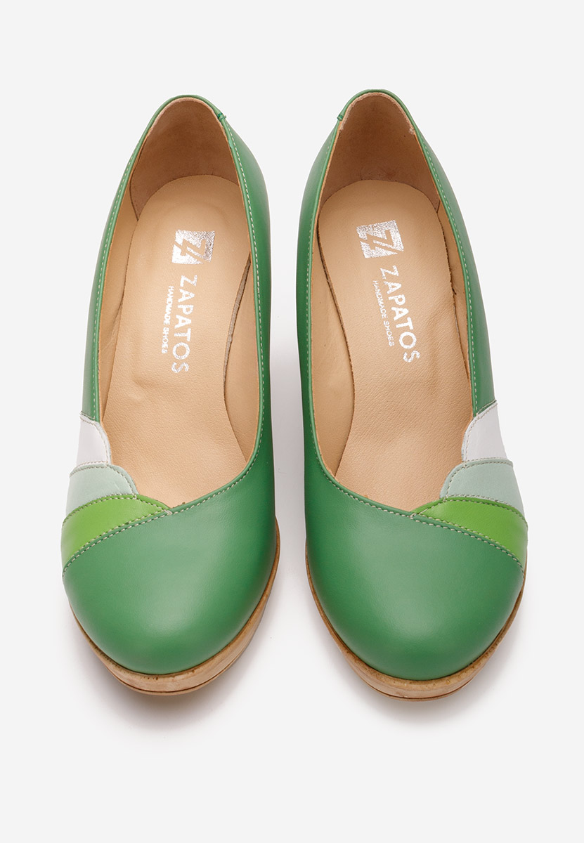 Zelené lodičky na klínku Iryela