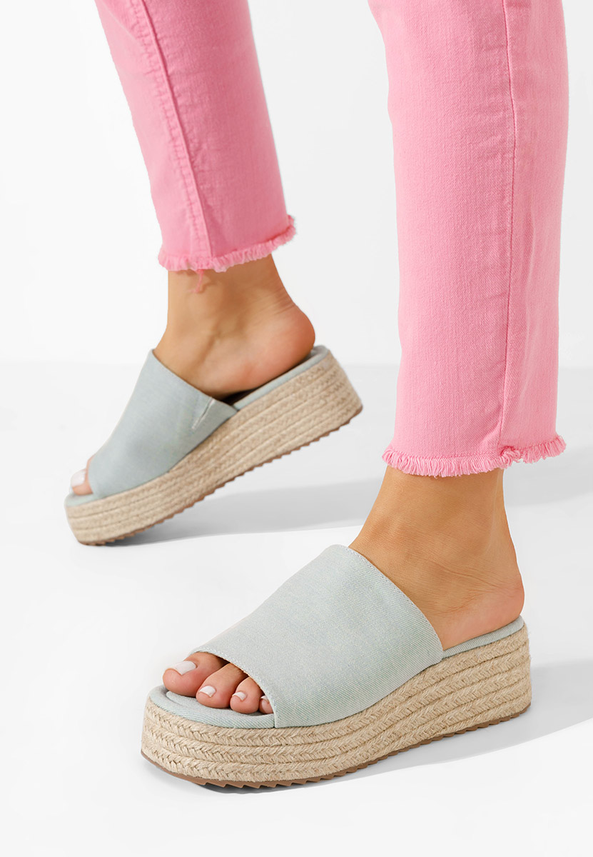 Levně Denim pantofle na platformě Sitema