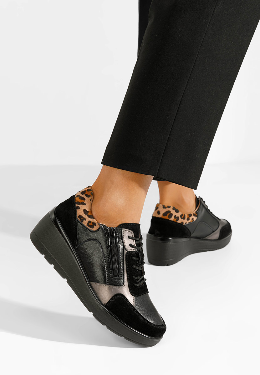 Černé kožené dámské sneakersy Imari