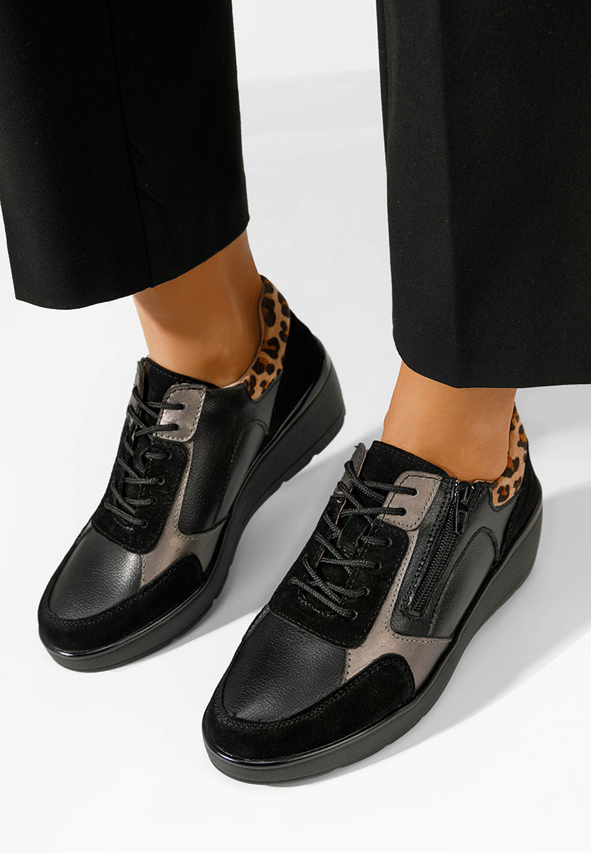 Černé kožené dámské sneakersy Imari