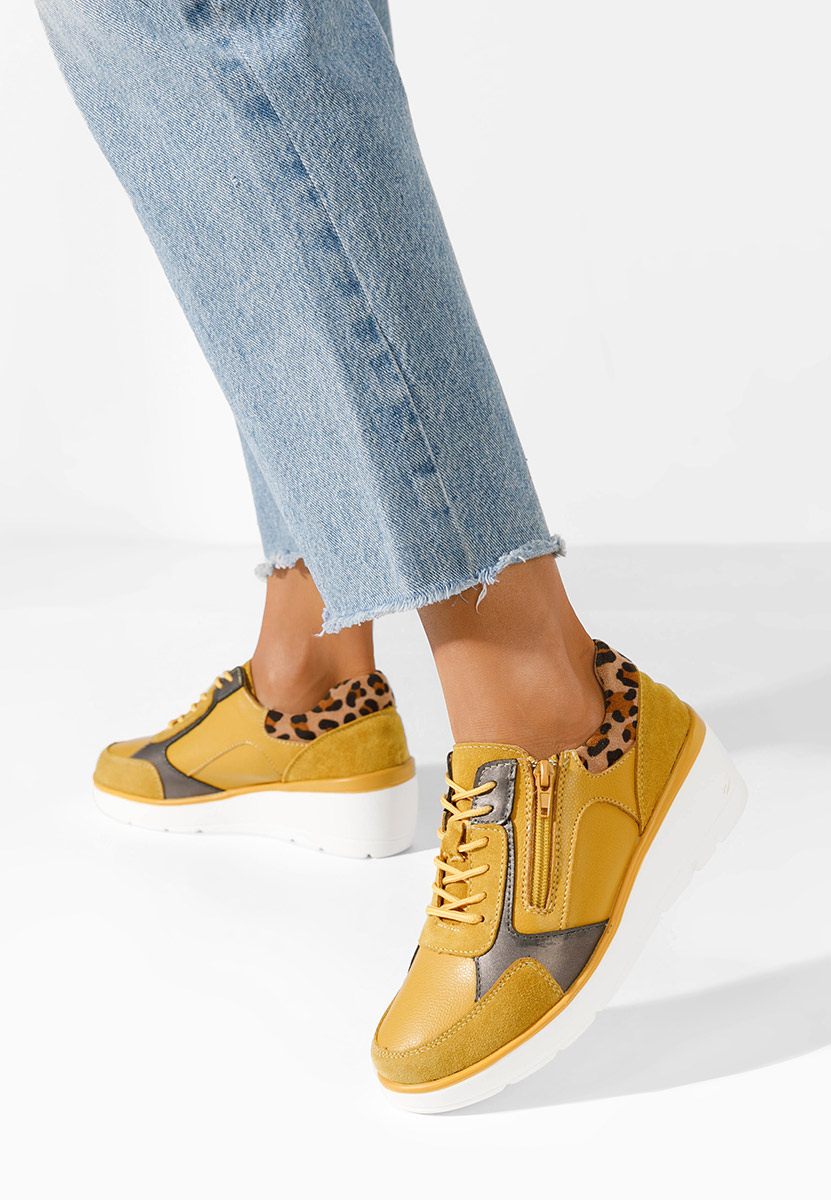 Žlutá kožené dámské sneakersy Imari