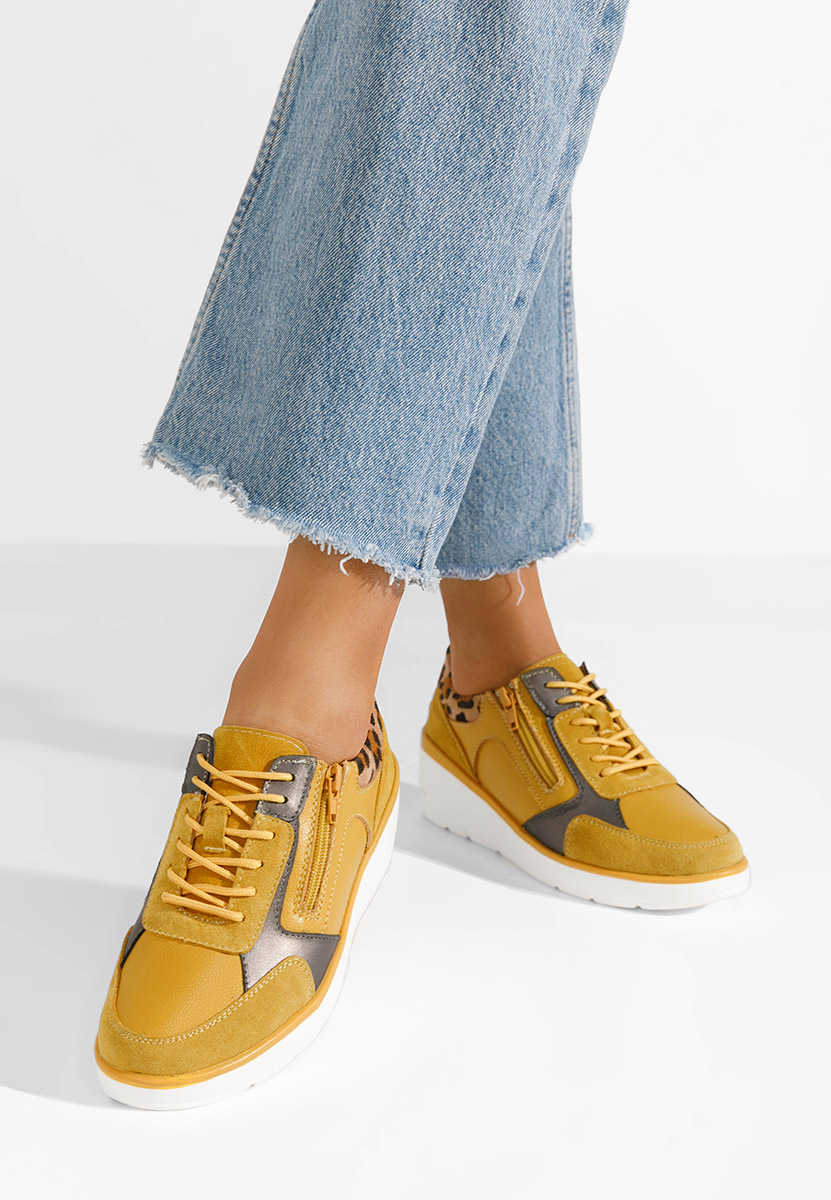 Žlutá kožené dámské sneakersy Imari