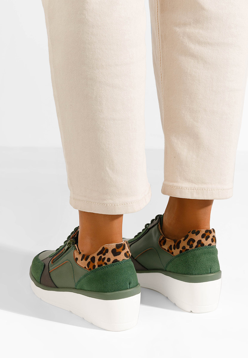 Zelené kožené dámské sneakersy Imari