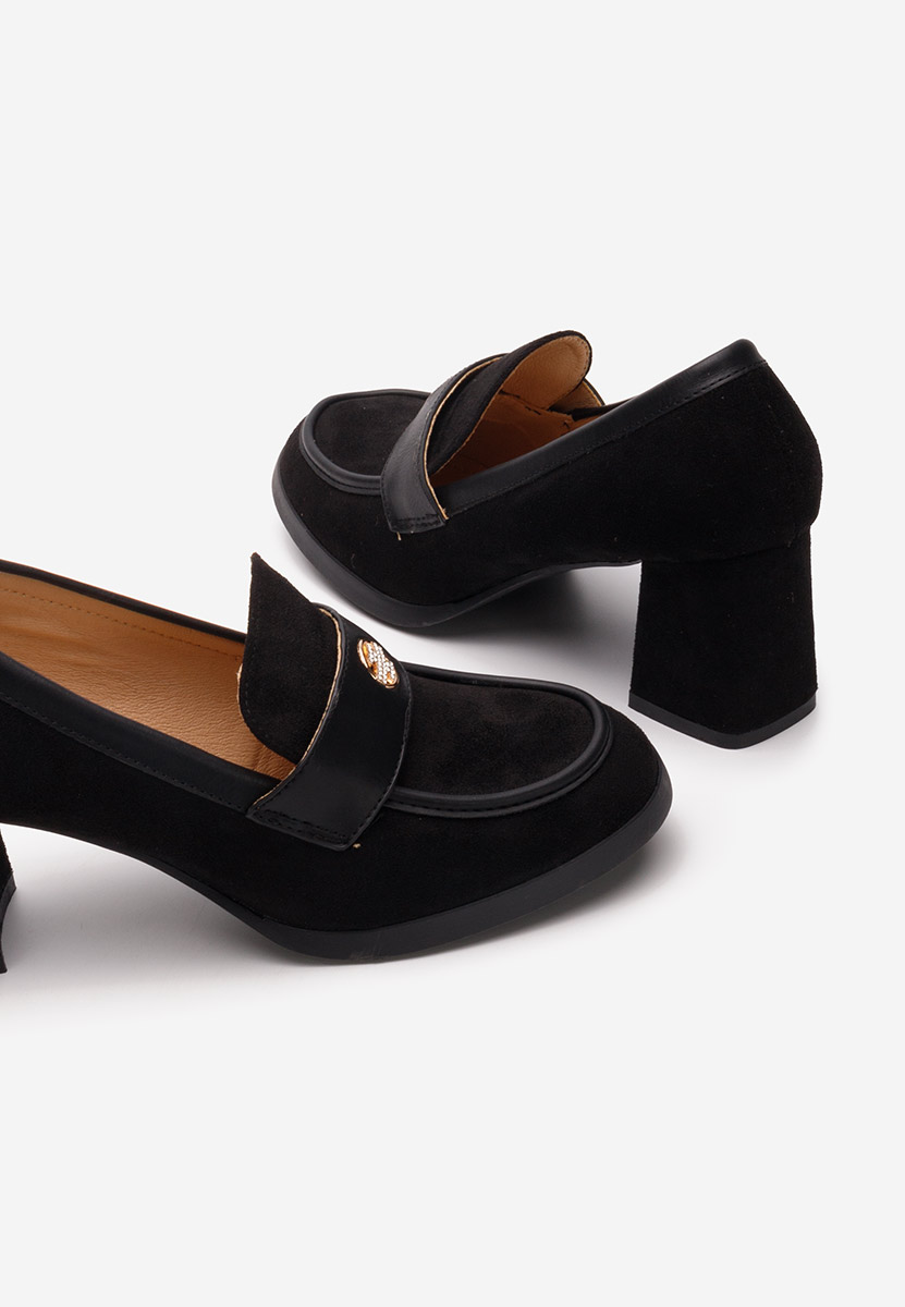 Černé mokasíny na podpatku Jonsia V2